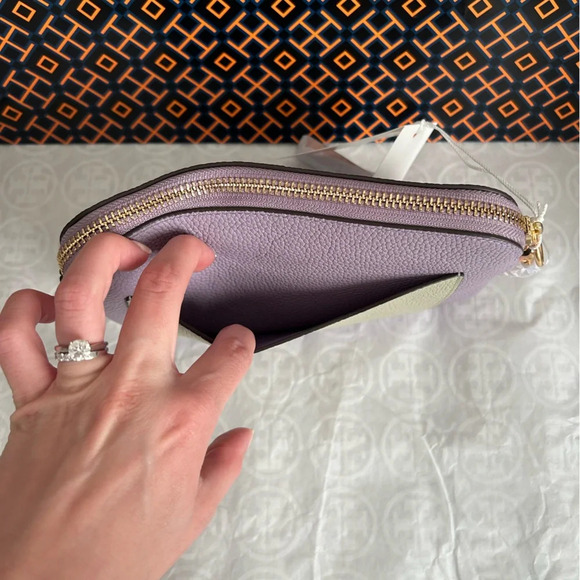 Tory Burch Perry Bombe Colorblock Wristlet Bag Thistle Mix Gold - Picture 5 of 7
